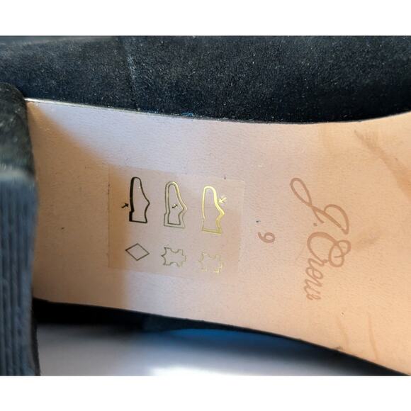 J. Crew Black Suede Round Toe High Ankle Back Zip Chunky Heel Boot Womens Sz 9 - Picture 6 of 12